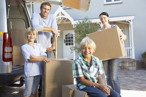 Packed moving boxes ready for house removals in Goddington